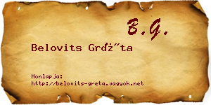 Belovits Gréta névjegykártya